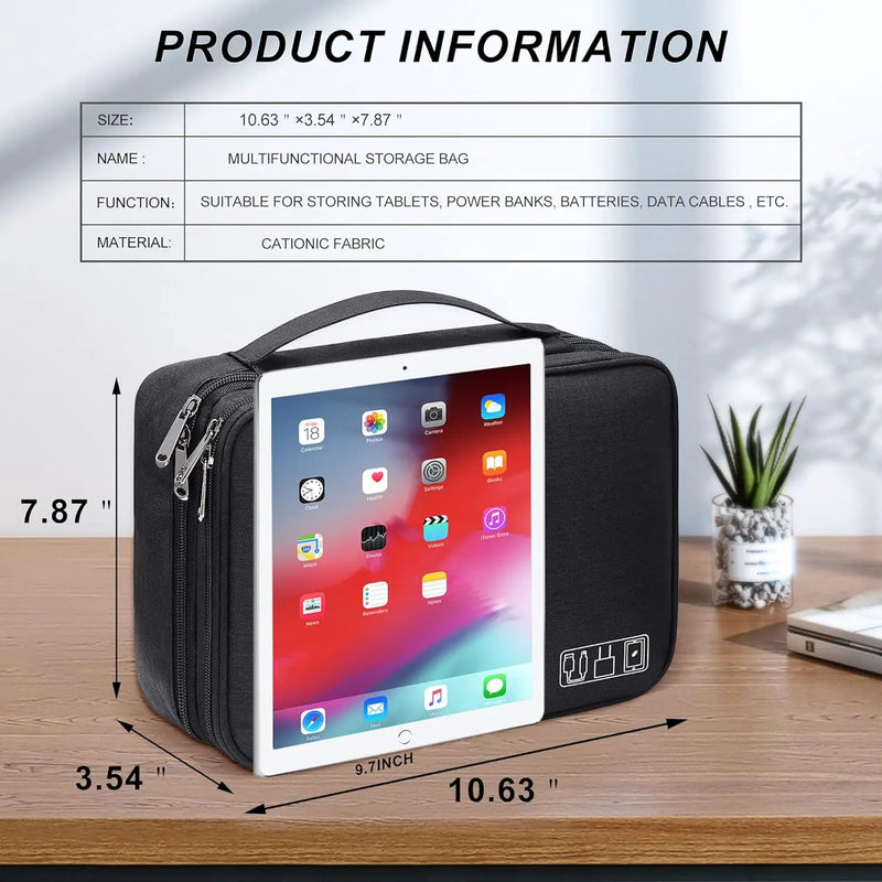 Waterproof Cable Storage Bag | Portable Travel Organizer for USB, Chargers & Accessories