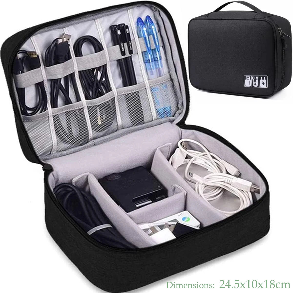 Waterproof Cable Storage Bag | Portable Travel Organizer for USB, Chargers & Accessories