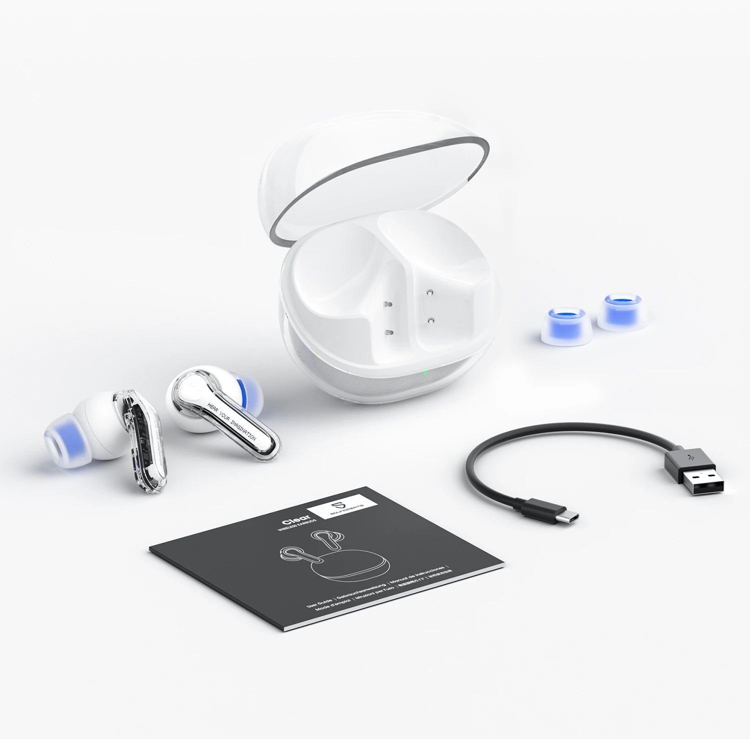 SoundPEATS Clear Transparent Earbuds – Bluetooth 5.3, Dual ENC Mic, Gaming Mode, 40H Battery