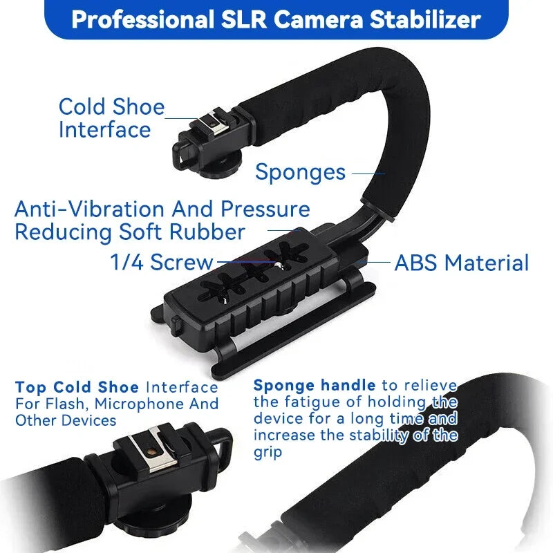 U-Shaped Portable Handheld Camera Stabilizer for SLR & DV – Video Handle & C-Shaped Steadicam Kit