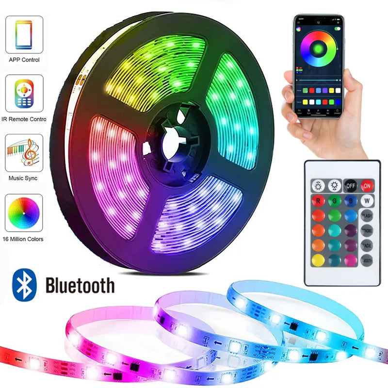 RGB 5050 DC5V USB 24Keys Bluetooth Led Strip Lights Tape with Remote Control Colour Change Lamp