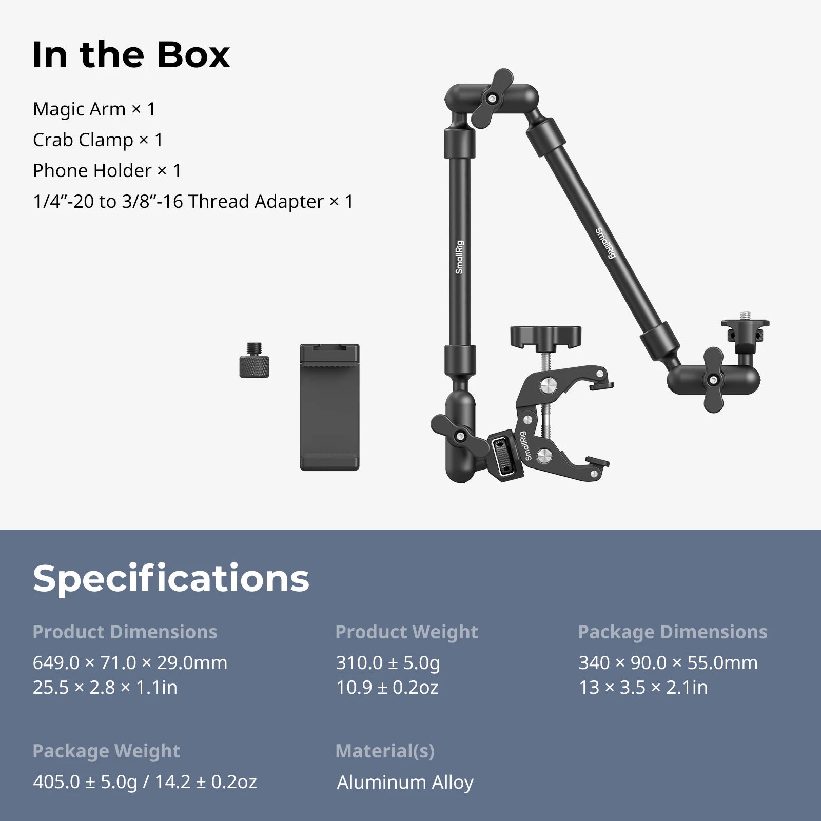 Magic Arm with Crab Clamp Kit – Adjustable Tripod Mount & Boom Arm for Smartphones & Cameras