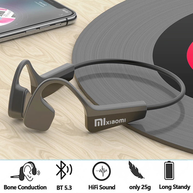 Real Bone Conduction Sport Headphone Wireless Earphone Bluetooth-Compatible Headset with Mic