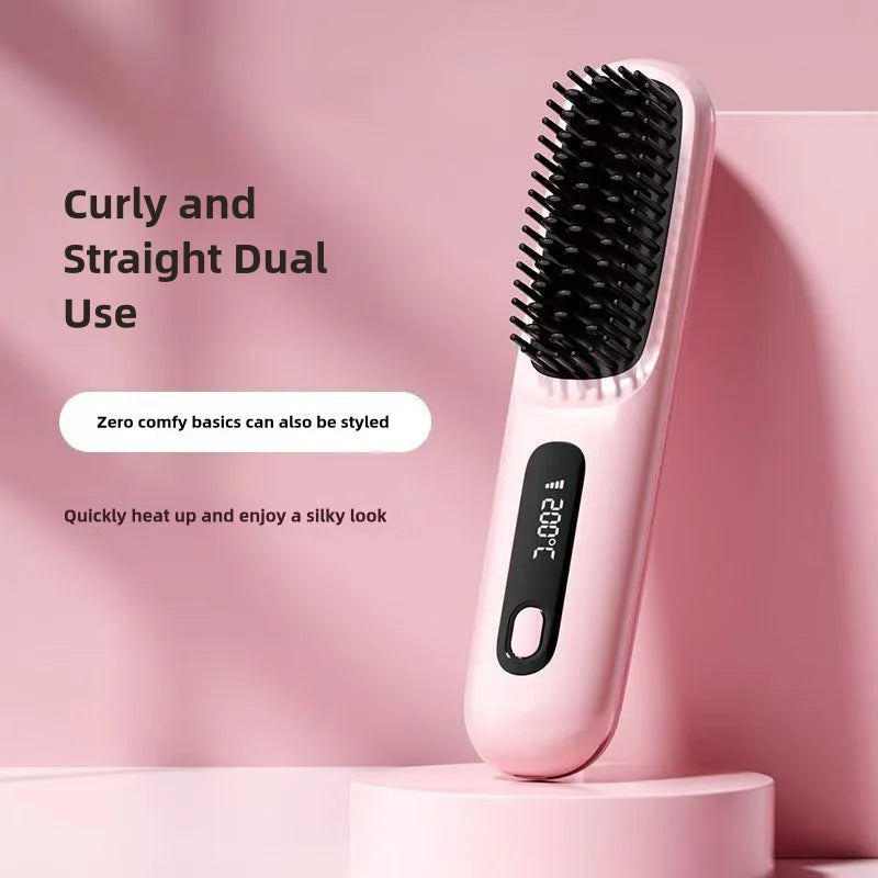 LCD Straight Hair Comb – Portable Cordless Hair Straightener for Travel & Daily Styling