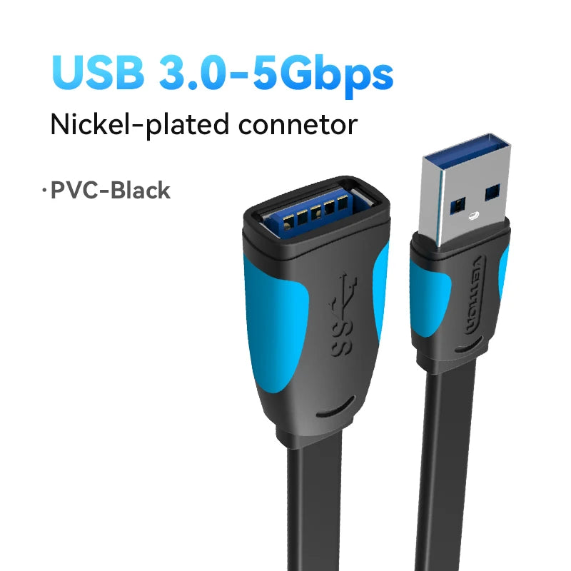 Vention USB 3.0/2.0 Extension Cable - Male to Female Data Cord for Smart TV, PS4, Xbox One, and PC