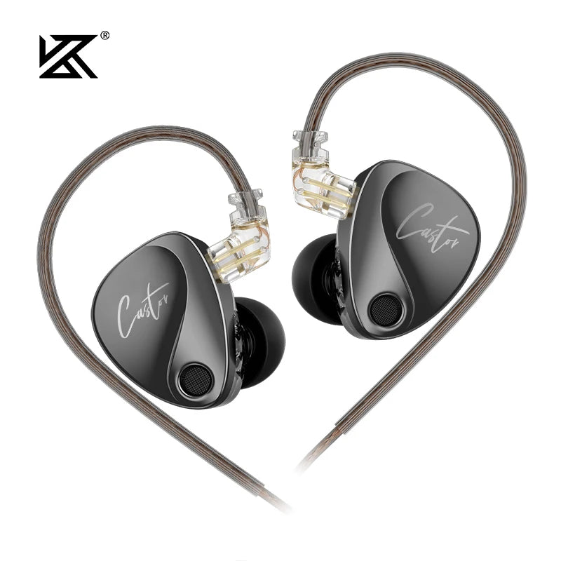 KZ Castor HiFi Bass In-Ear Wired Earphones with Tunable Balanced Armature, Metal Sport Headphones