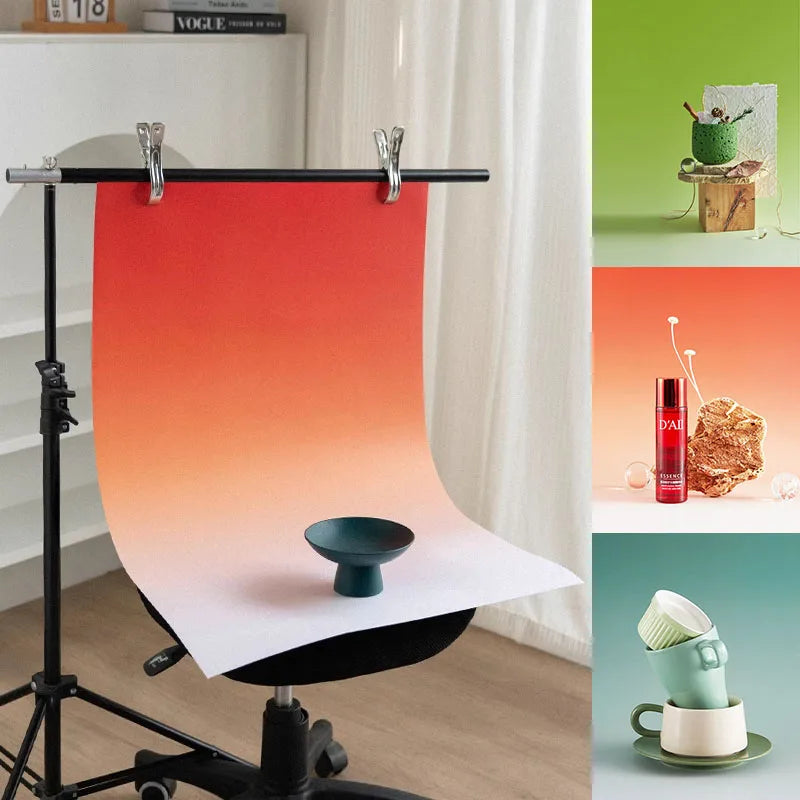 Gradient Color Photography Backdrops 57x87CM 2-Sided Waterproof Photo Background for Studio