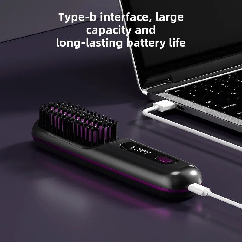 LCD Straight Hair Comb – Portable Cordless Hair Straightener for Travel & Daily Styling