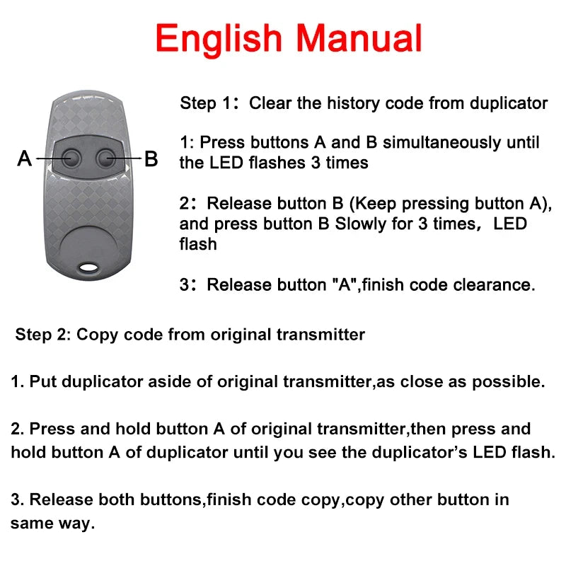 CAME TOP 432EE 432EV 432NA Garage Door Remote Control 433.92MHz Fixed Code