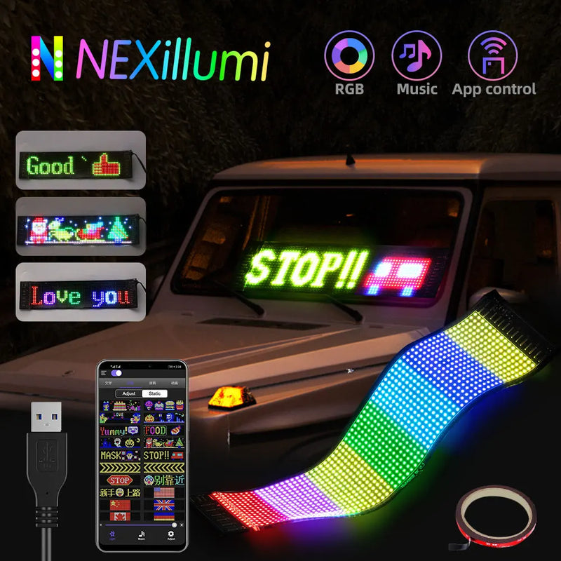 LED Matrix Pixel Panel USB 5V Flexible Addressable RGB Pattern Graffiti Scrolling Text Animation