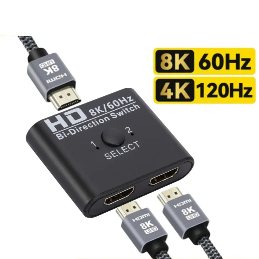 8K 60Hz Bi-Directional HDMI-Compatible Switch Splitter 2-In-1-Out/1-In-2-Out Adapter for PS4 TV Box