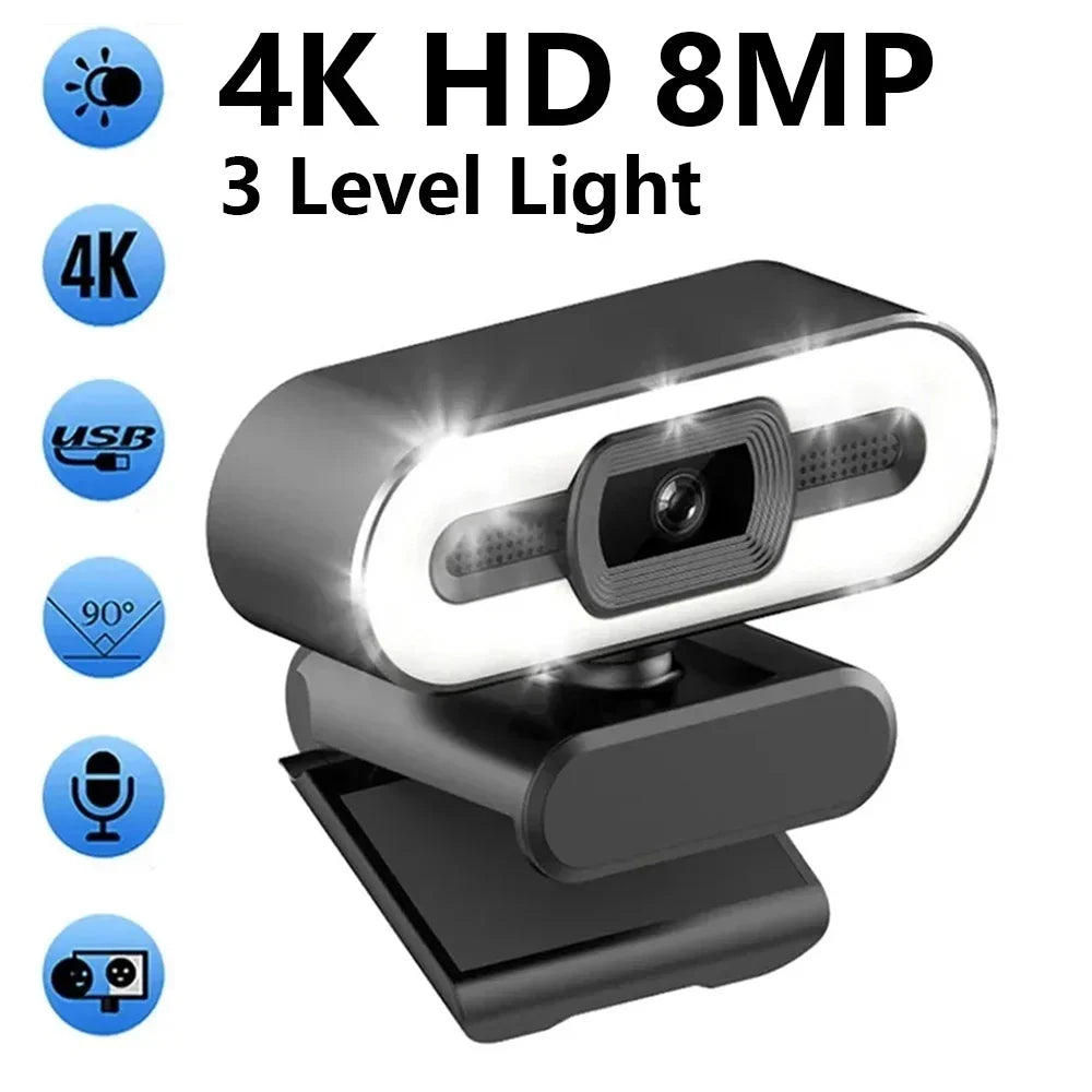 Portable Full HD 1080P 2K 4K Auto Focus Webcam – Live Streaming & Flexible with Microphone