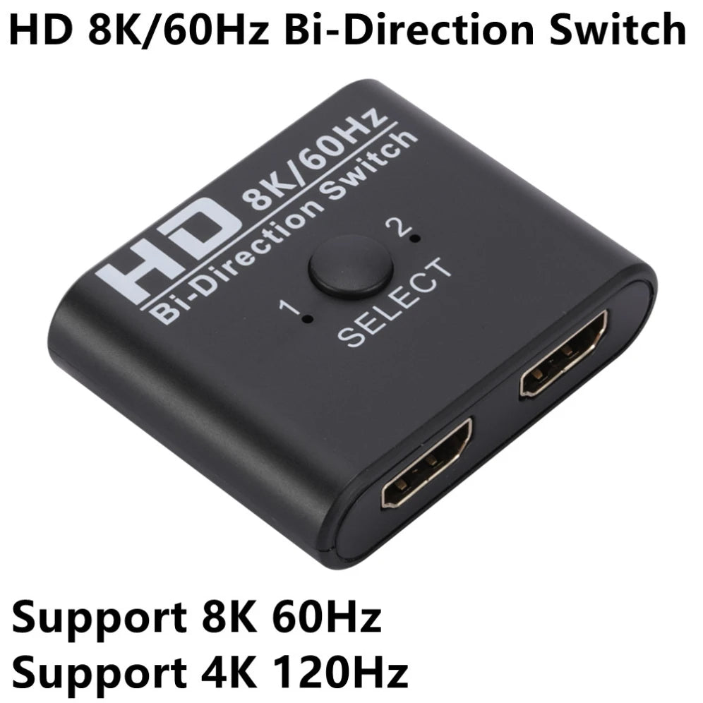 8K 60Hz Bi-Directional HDMI-Compatible Switch Splitter 2-In-1-Out/1-In-2-Out Adapter for PS4 TV Box