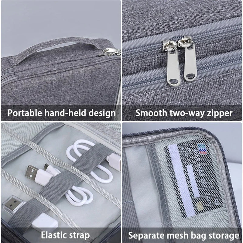 Waterproof Electronic Storage Bag | Portable Travel Cable Organizer for USB, Chargers & Accessories