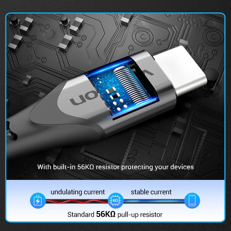 Vention USB C Charging Cable 3A Fast Charger for Xiaomi, Huawei, Samsung S21, and Type-C Devices