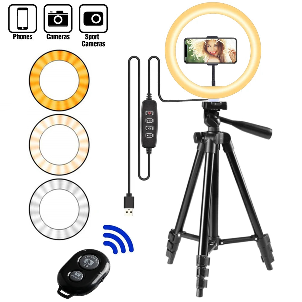 LED Selfie Ring Light with Adjustable Tripod for Phone, Video, and Photography - Perfect for YouTube