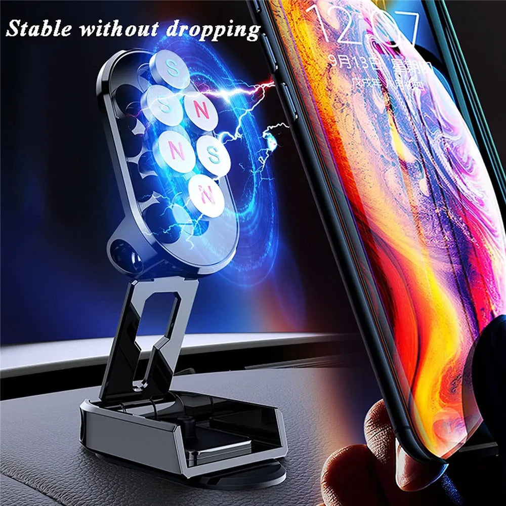 Metal Magnetic Car Phone Holder Folding Magnet Phone Stand in Car GPS Support 360° Rotatable Mount