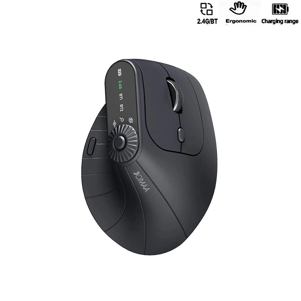 Rechargeable Ergonomic Vertical Mouse | Multi-Device Bluetooth & 2.4G Wireless with Function Knob