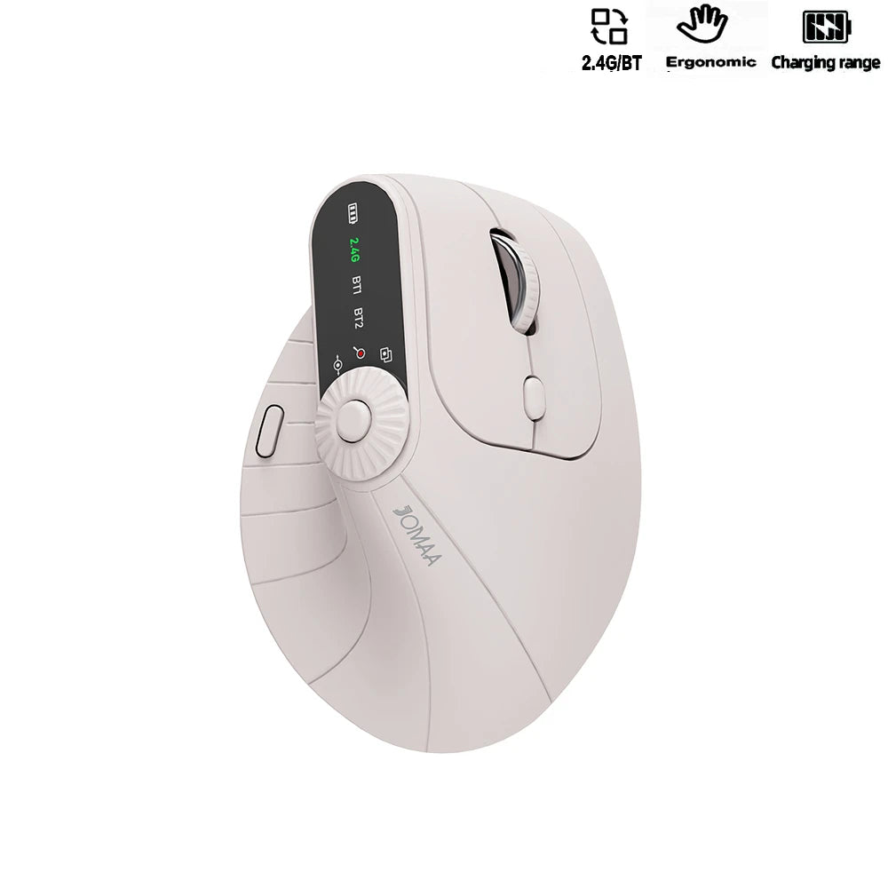 Rechargeable Ergonomic Vertical Mouse | Multi-Device Bluetooth & 2.4G Wireless with Function Knob