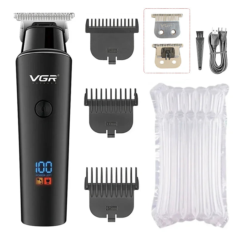 VGR Hair Clipper Rechargeable Beard Trimmer LED Display Barber Hair Cutting Machine V-937