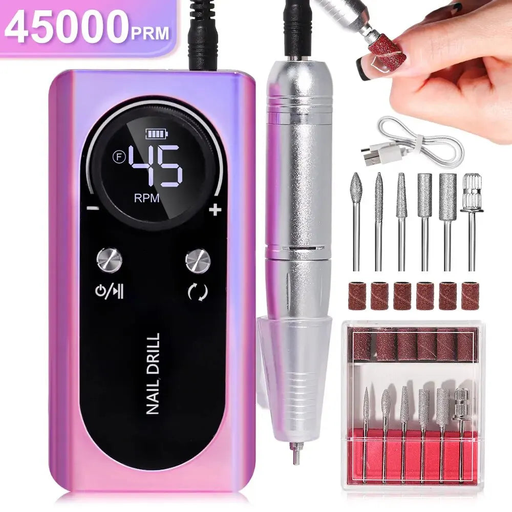 Limegirl Professional 45000RPM Electric Nail Drill Machine – Rechargeable & Low Noise Manicure Tool