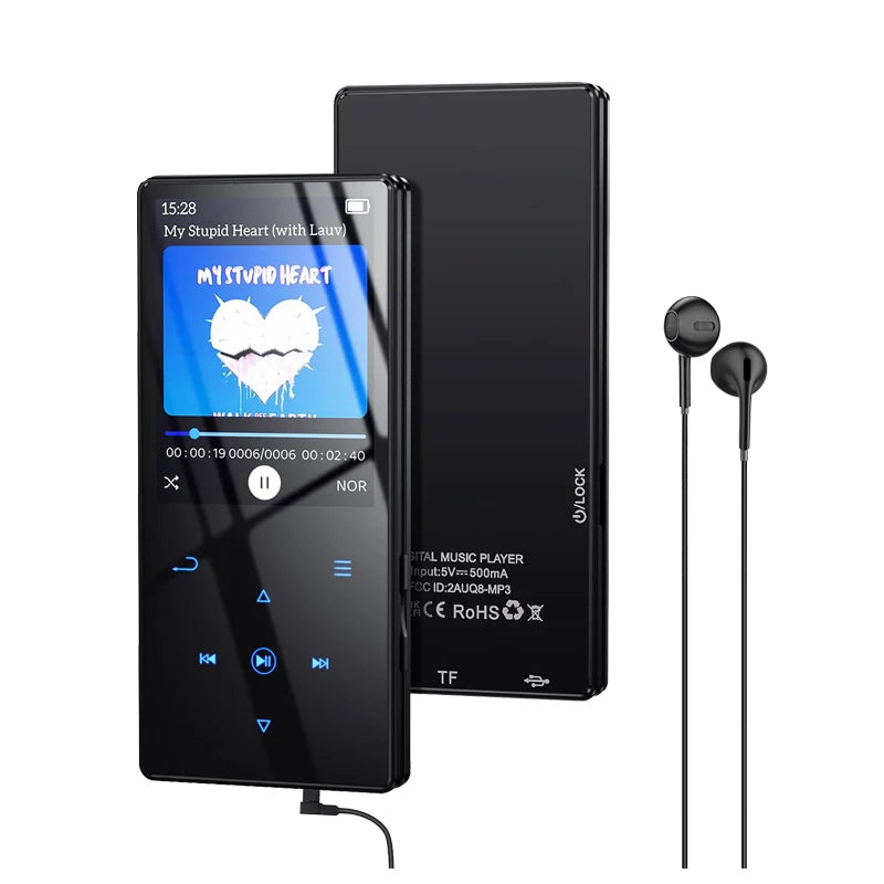 128GB MP3 Player with Bluetooth 5.3, Built-In Speaker, FM Radio, HiFi Sound, and Voice Recorder