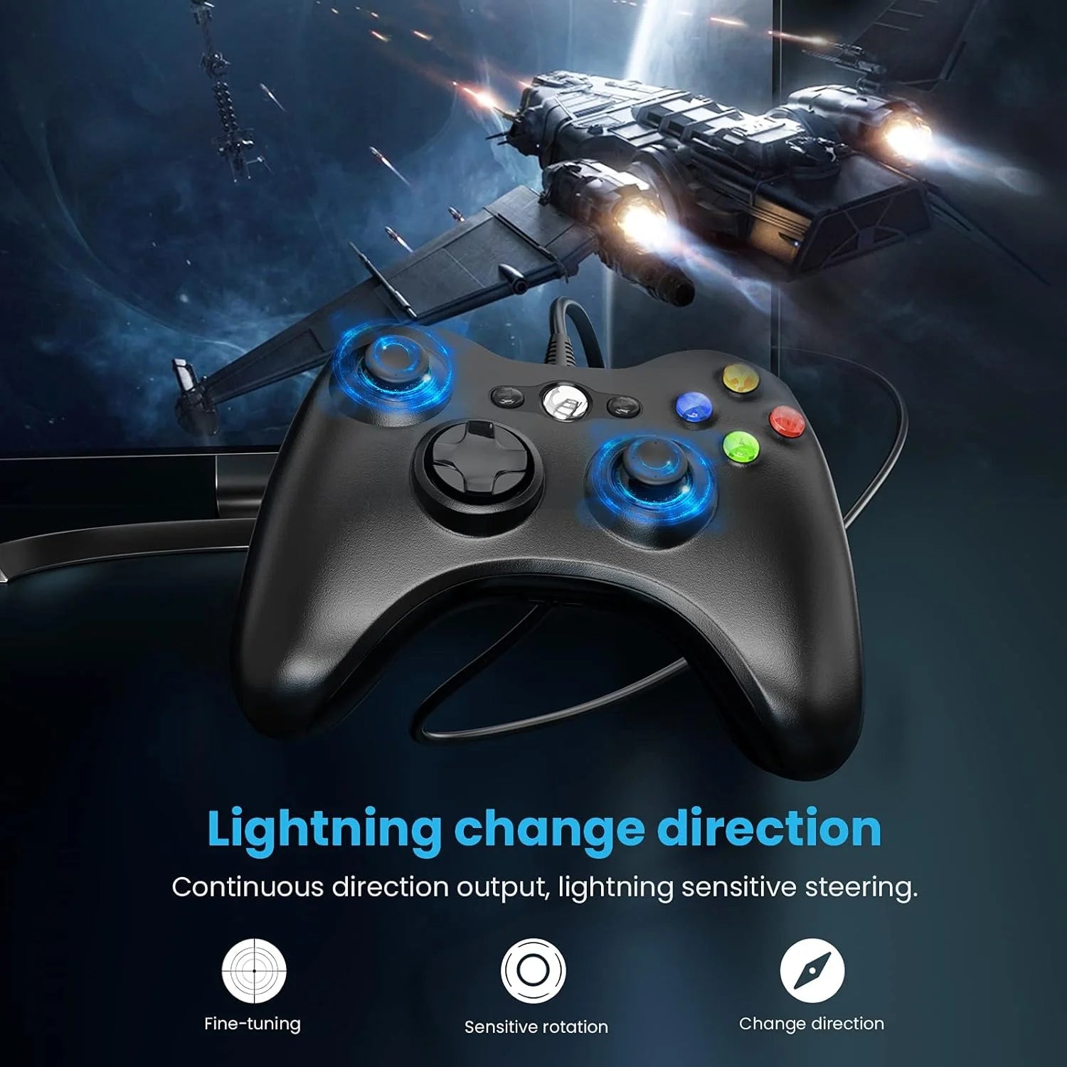 USB Wired Controller for Xbox 360 & PC – High-Performance Gaming Gamepad