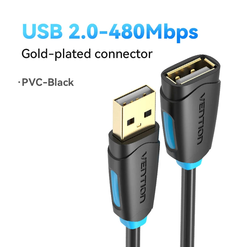 Vention USB 3.0/2.0 Extension Cable - Male to Female Data Cord for Smart TV, PS4, Xbox One, and PC