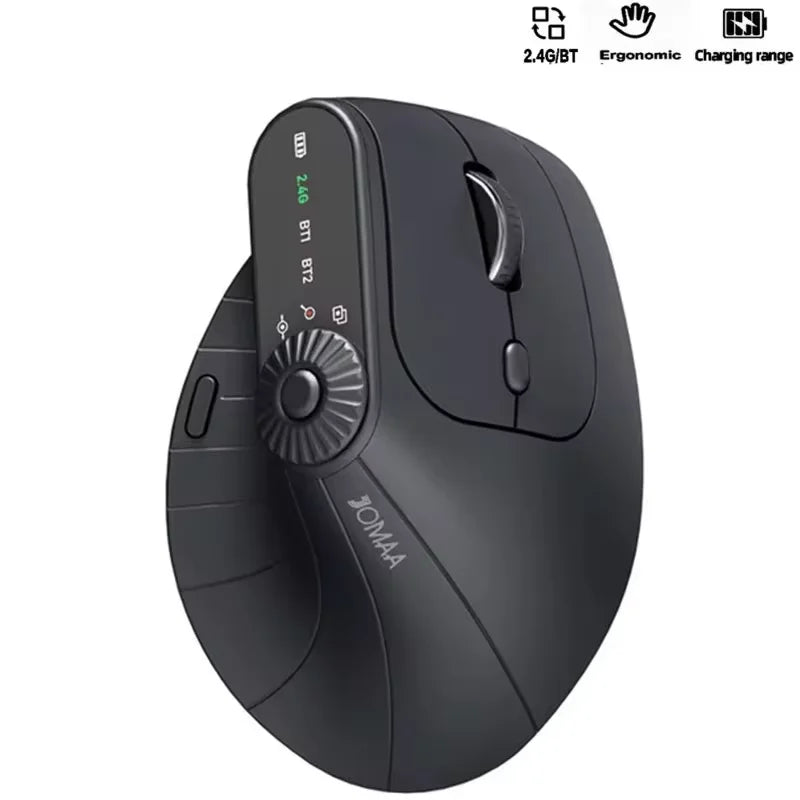 Rechargeable Ergonomic Vertical Mouse | Multi-Device Bluetooth & 2.4G Wireless with Function Knob