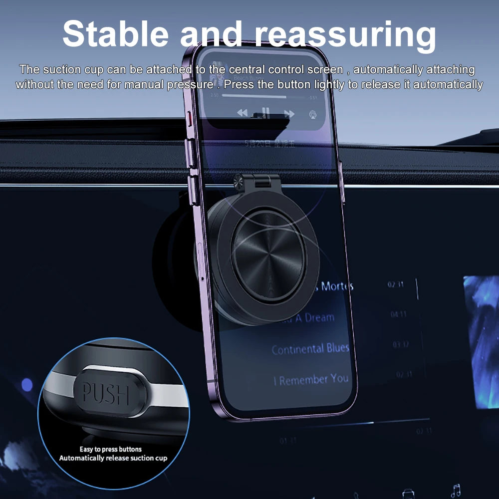 360° Rotatable Magnetic Car Phone Holder Vacuum Suction Adjustable Viewing Stand for Phones