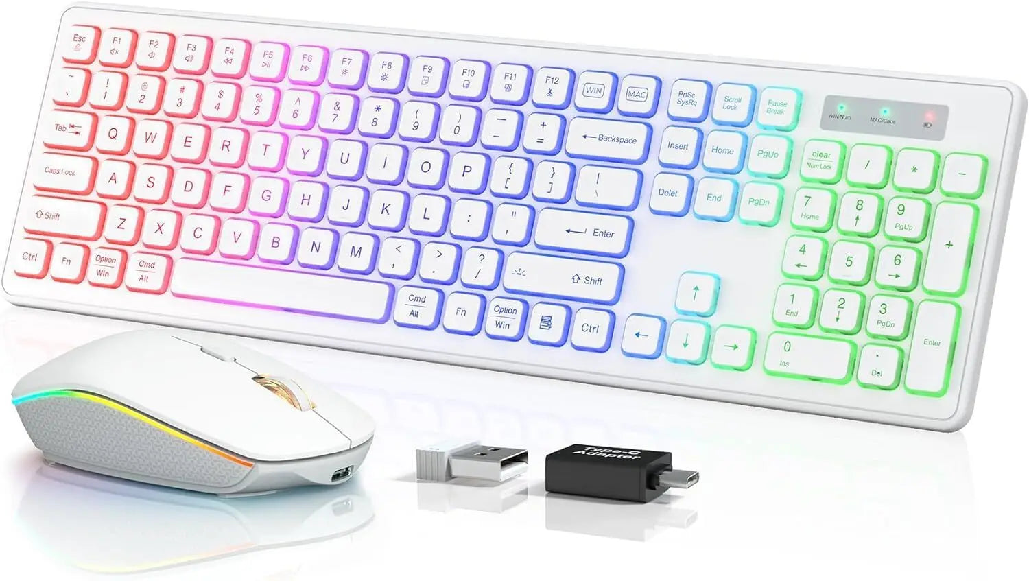 JOMAA Rechargeable Backlit Wireless Keyboard and Mouse Combo | RGB Full-Size Slim Ergonomic Set