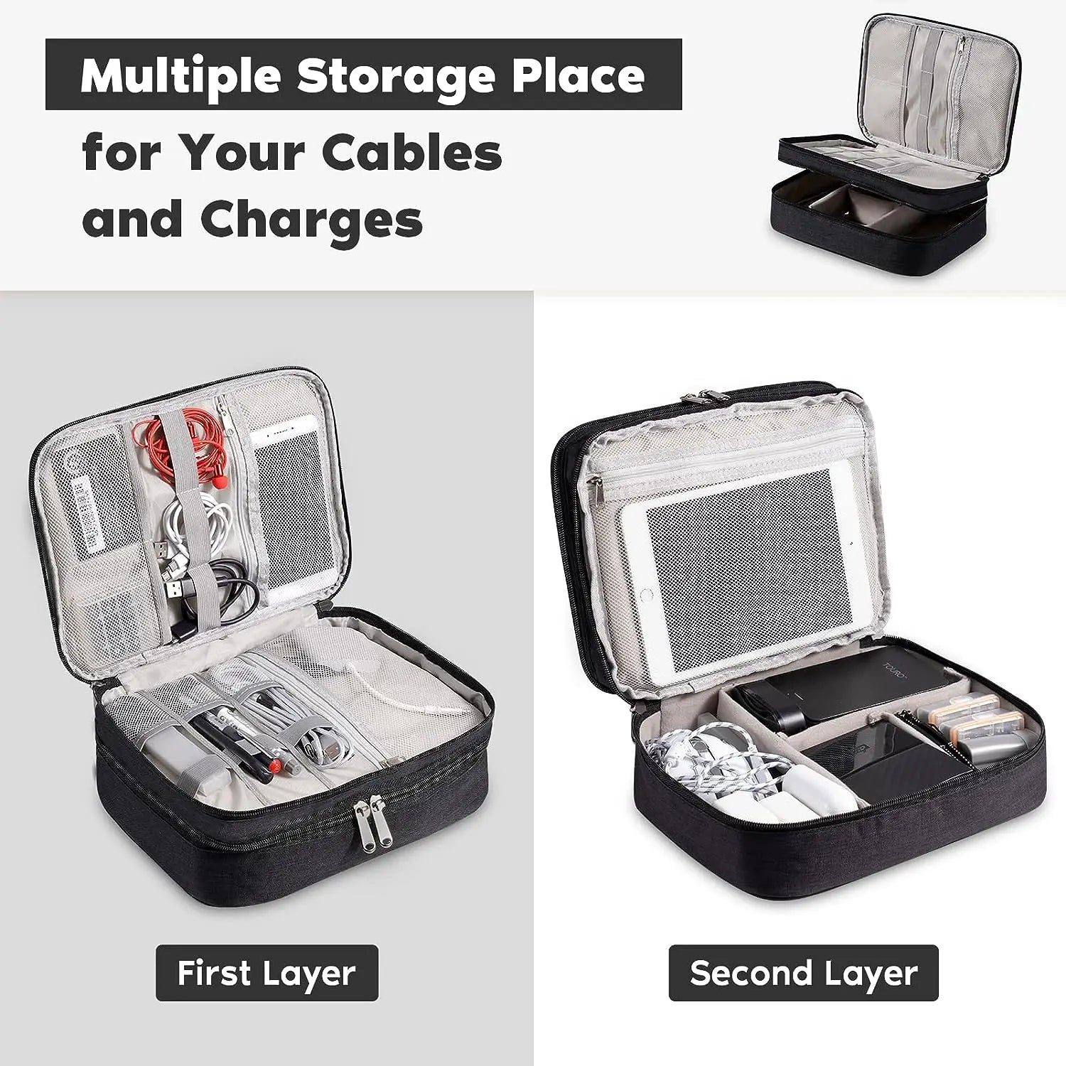 Waterproof Cable Storage Bag | Portable Travel Organizer for USB, Chargers & Accessories