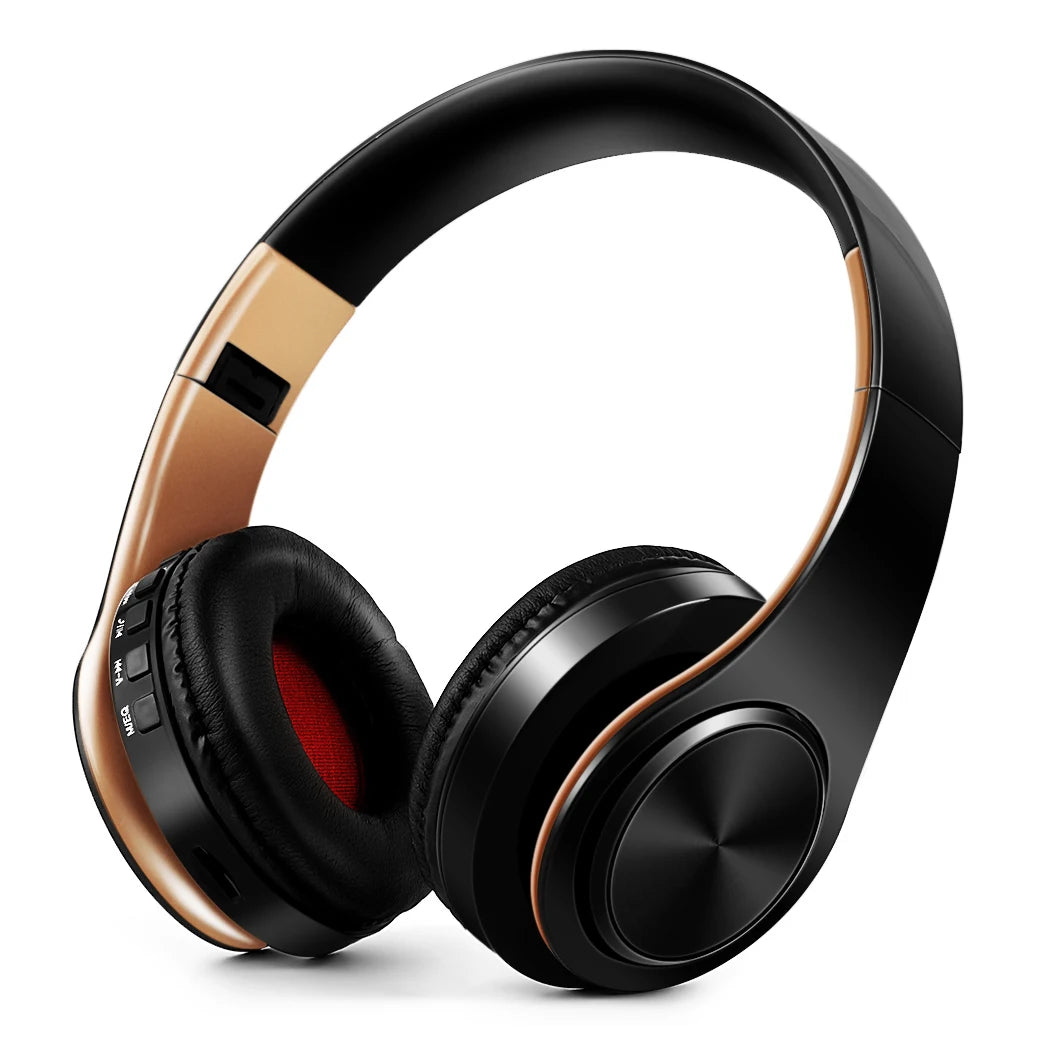 Men’s Gold Wireless Headphones Bluetooth Stereo Headset with Built-in MIC & 3.5mm Jack