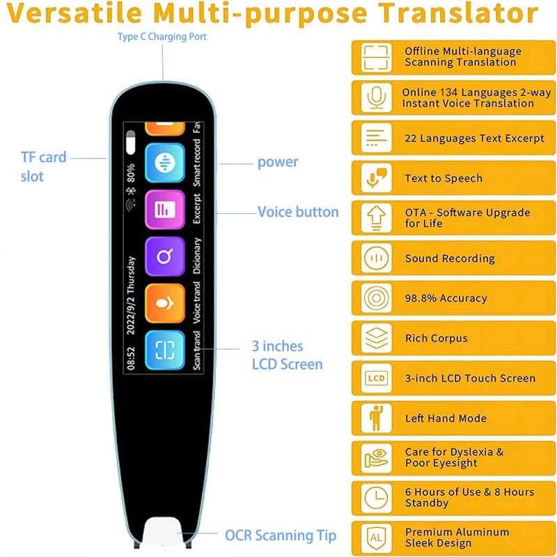 HONGTOP Smart Multifunction Translation Real Time Languages Translator Voice Scan Translator Pen