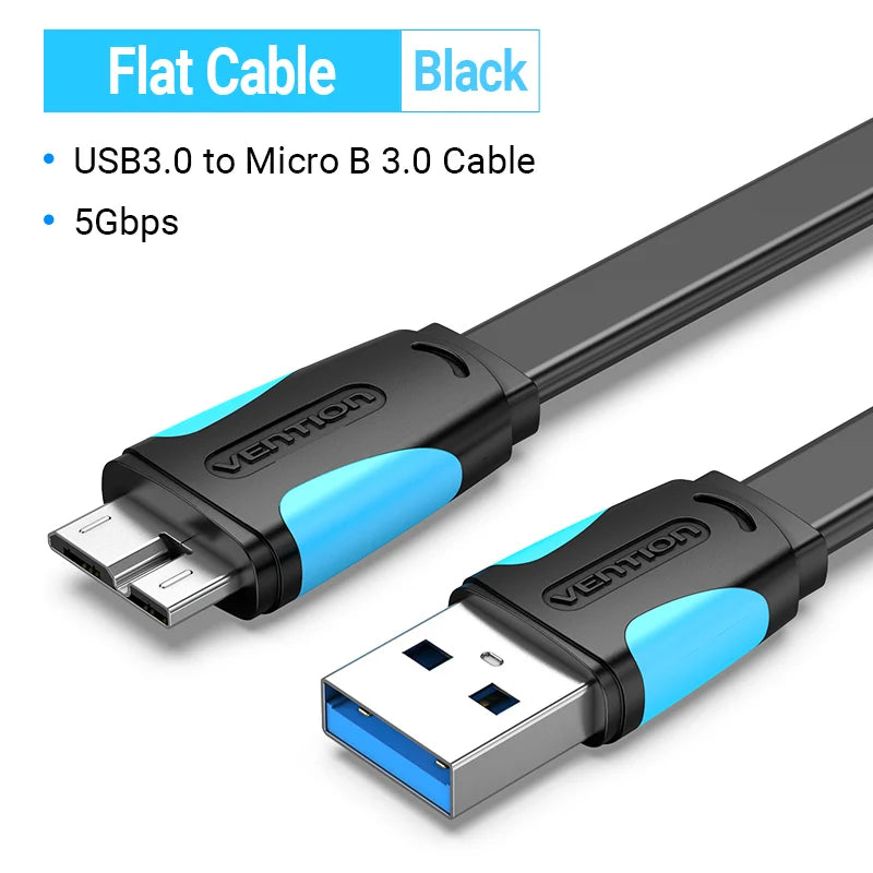 Vention USB 3.0 Micro B Cable - Fast Charging & High-Speed Data Transfer for Hard Drives & Samsung