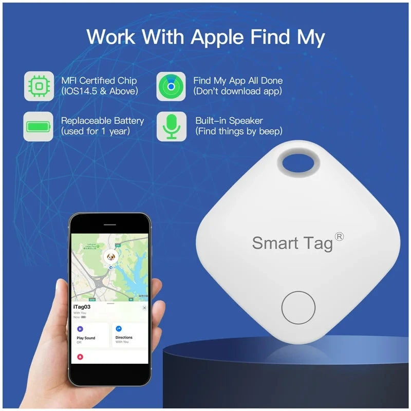 Smart GPS Tracker with Apple Find My App - Anti-Lost Reminder Device for Keys, Pets, Kids & More