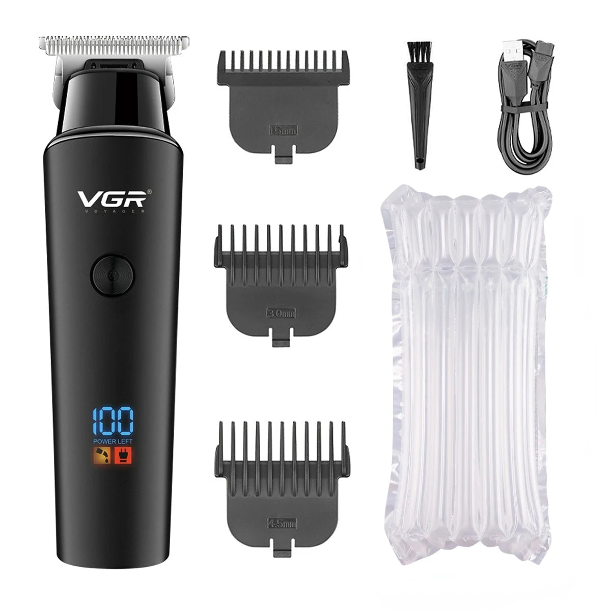 VGR Hair Clipper Rechargeable Beard Trimmer LED Display Barber Hair Cutting Machine V-937