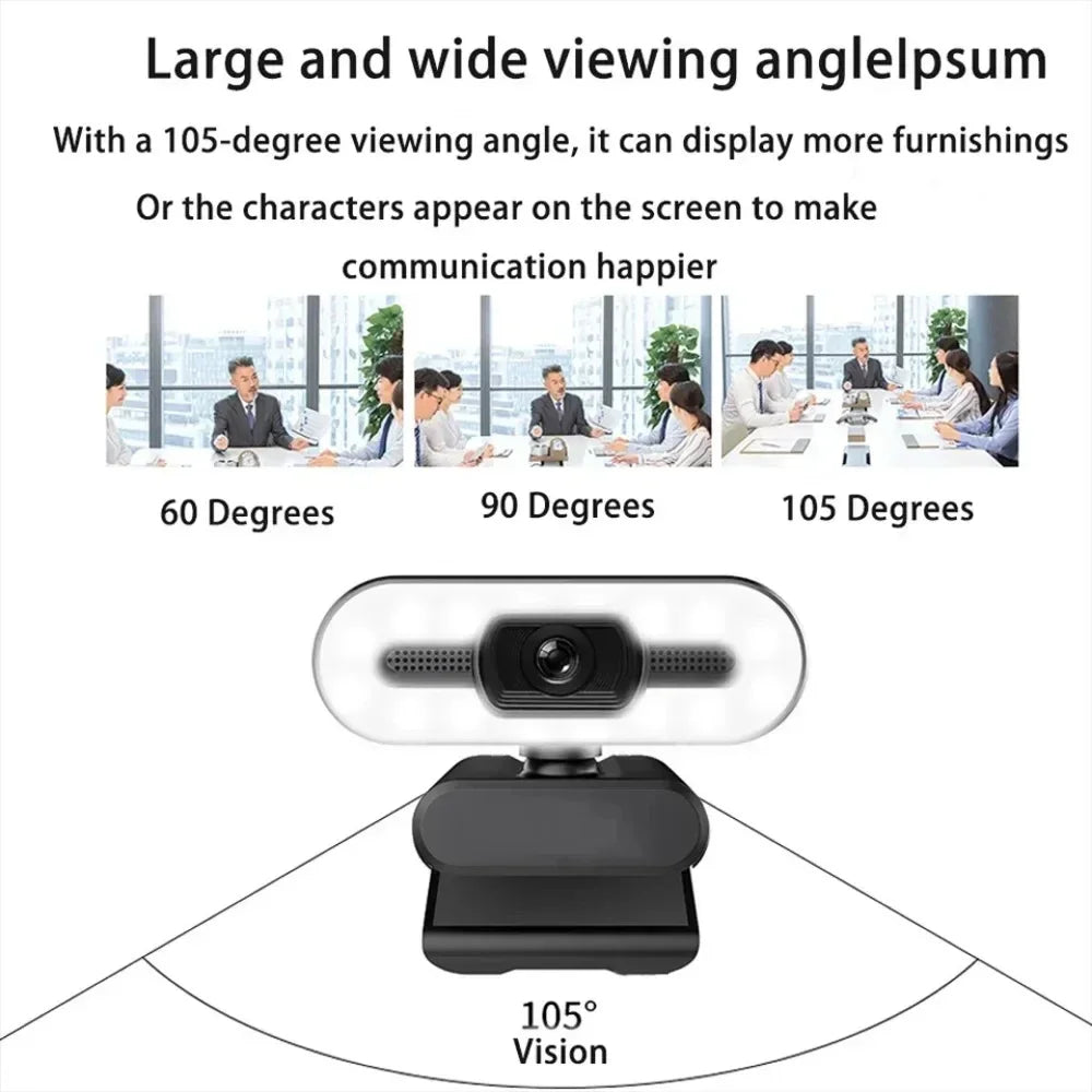 Portable Full HD 1080P 2K 4K Auto Focus Webcam – Live Streaming & Flexible with Microphone