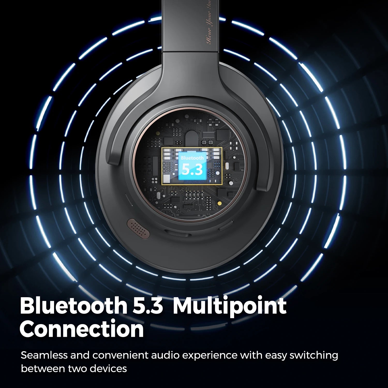 SOUNDPEATS Space Headphones – Bluetooth 5.3, Hybrid ANC, 123H Play, Multipoint Connection