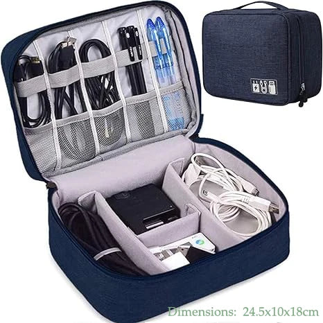 Waterproof Cable Storage Bag | Portable Travel Organizer for USB, Chargers & Accessories