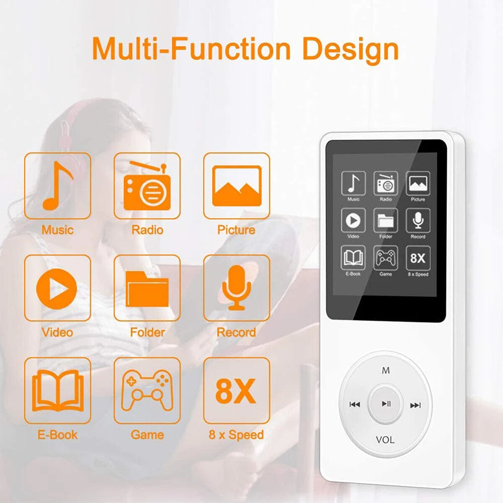 Portable Mini MP3 Player HiFi Bluetooth 4.0 Music Walkman with FM Radio, Recorder, eBook Reader