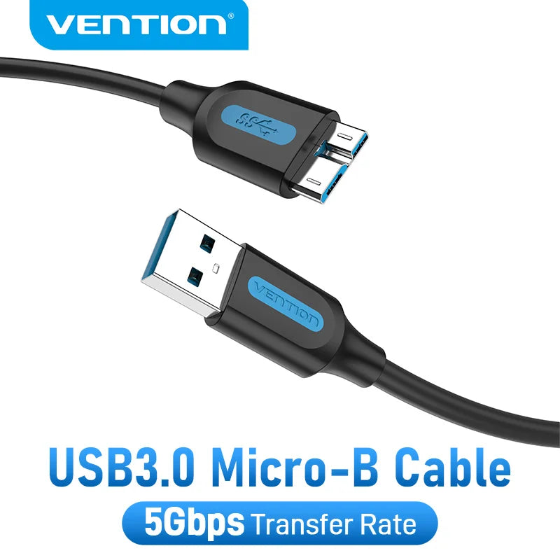 Vention USB 3.0 Micro B Cable - Fast Charging & High-Speed Data Transfer for Hard Drives & Samsung