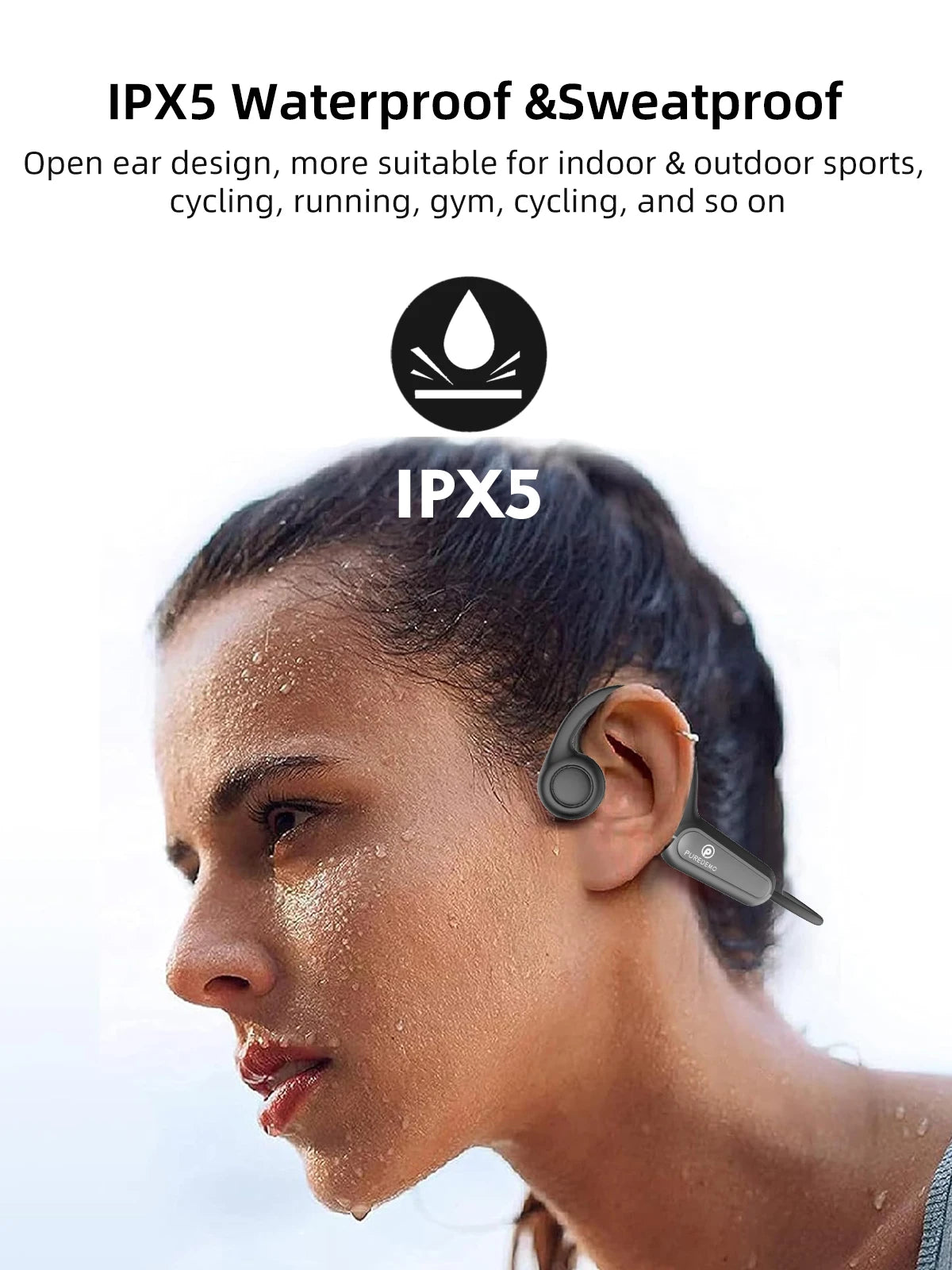 Real Bone Conduction Earphone Type-C Wireless Bluetooth Headphone Waterproof Sport Headset with Mic