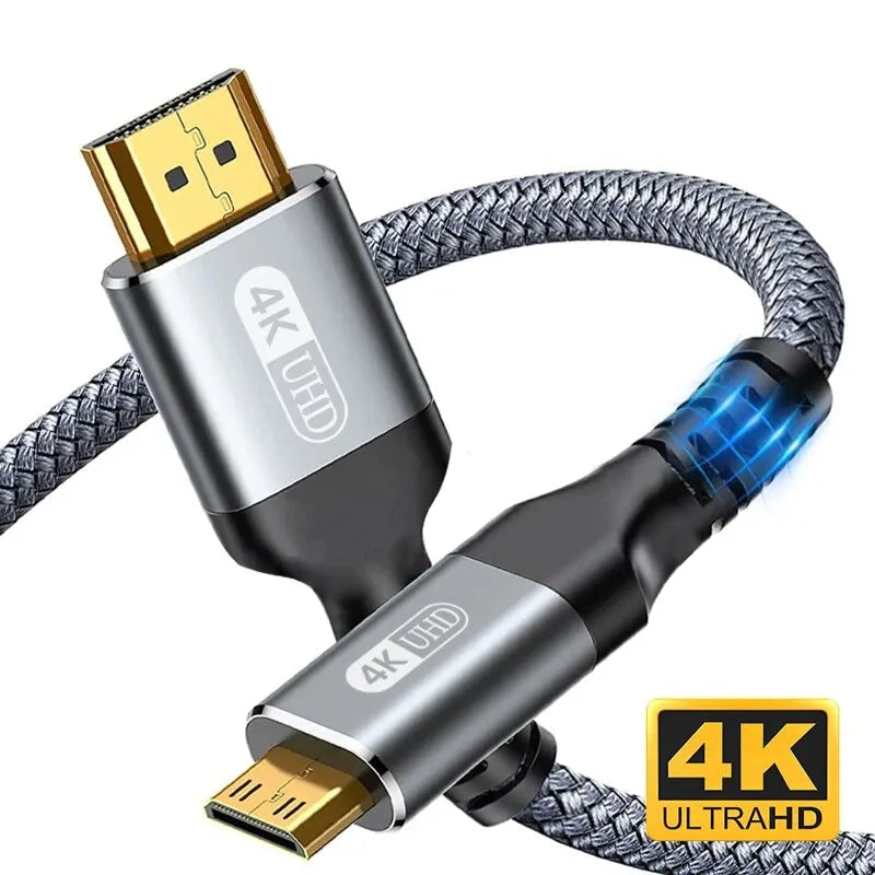 NIERBO Mini HDMI to HDMI Cable 4K 60Hz High-Speed Braided Cable Bi-Directional for Tablet & Camera