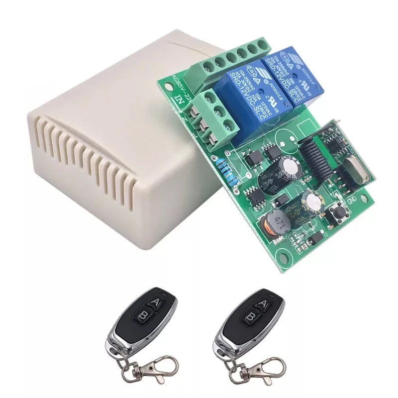 433Mhz Remote Switch for Garage Door Universal Remote AC 85V - 250V 110V 220V 2CH Relay Receiver