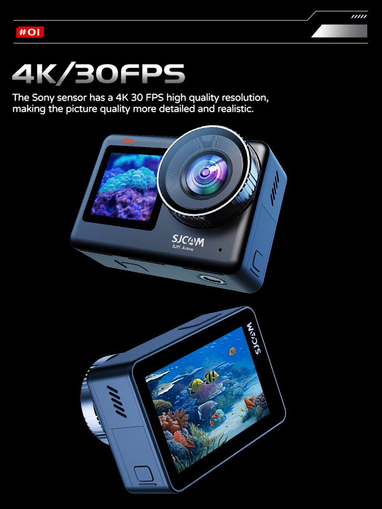 SJCAM SJ11 Active Action Camera: Waterproof 4K Sport Cam, Touch Screen, Anti-Shake, Motion Detection