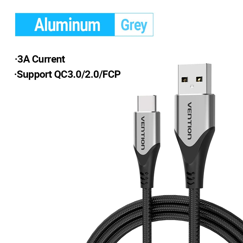 Vention USB C Charging Cable 3A Fast Charger for Xiaomi, Huawei, Samsung S21, and Type-C Devices