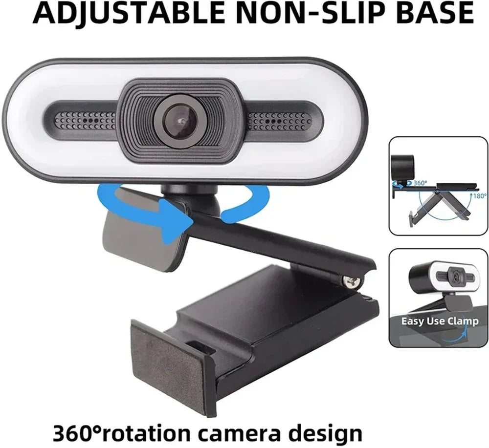 Portable Full HD 1080P 2K 4K Auto Focus Webcam – Live Streaming & Flexible with Microphone