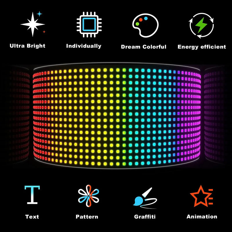 LED Matrix Pixel Panel USB 5V Flexible Addressable RGB Pattern Graffiti Scrolling Text Animation