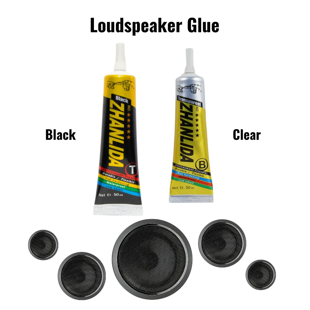 Loud Speaker Repair Glue Foam Side Dust Cap Rubber Edge Cone Basin 15/50/80ML Black / Transparent